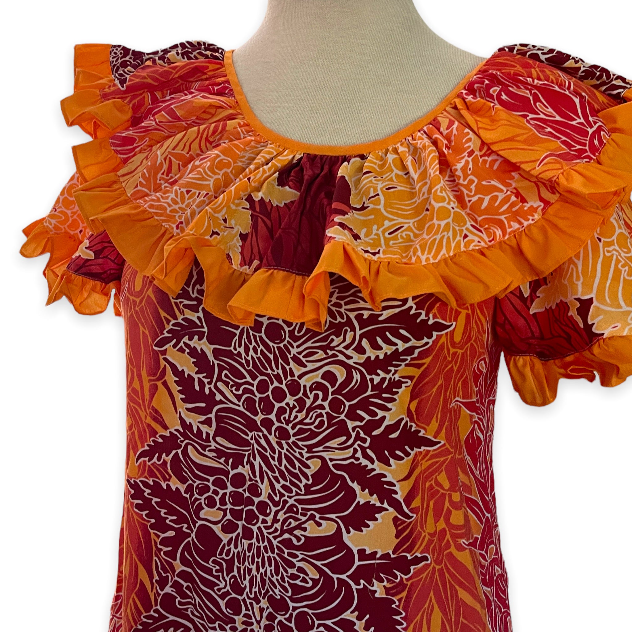 Tropical Lei Flowers Ombre Muumuu - Orange 7378