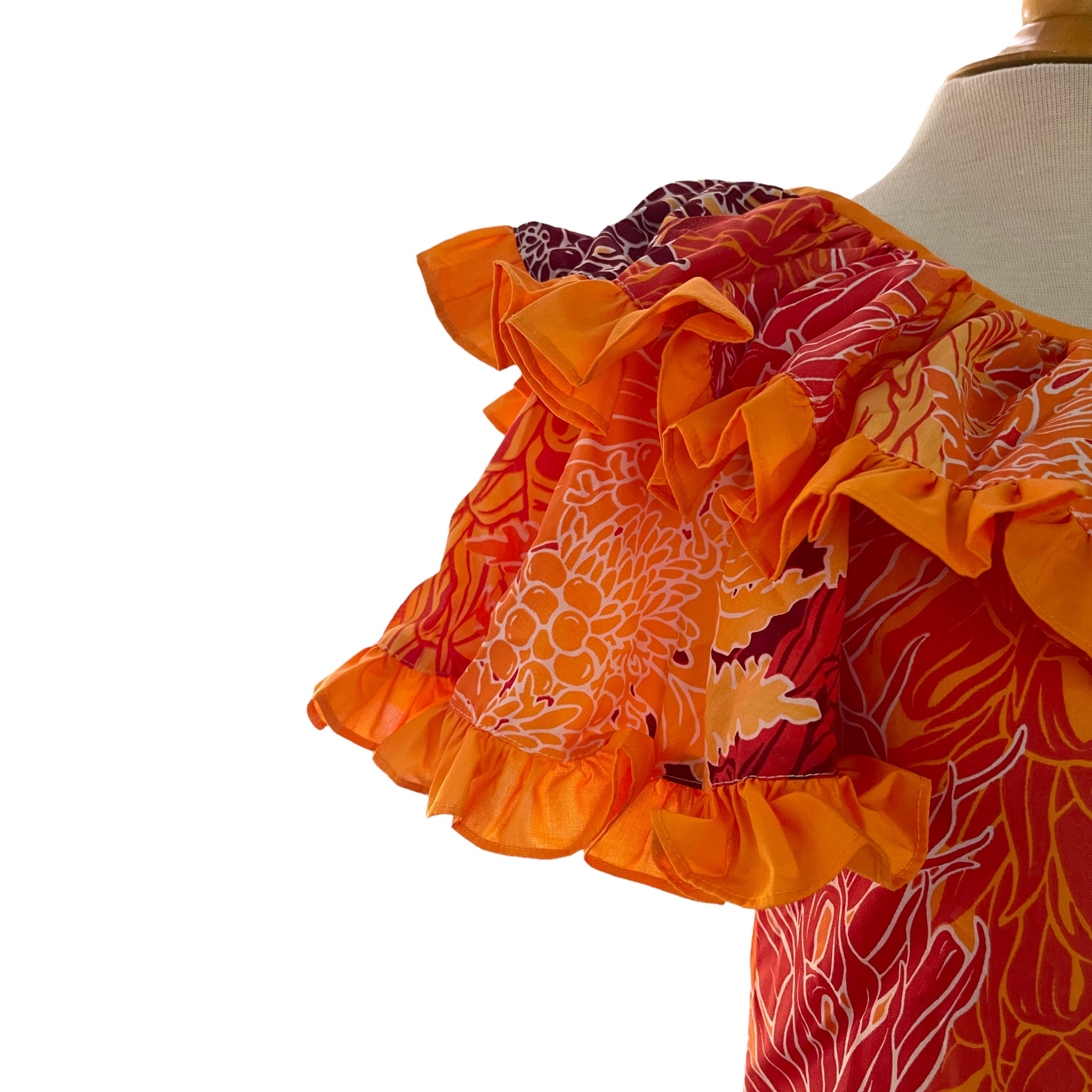 Tropical Lei Flowers Ombre Muumuu - Orange 7378