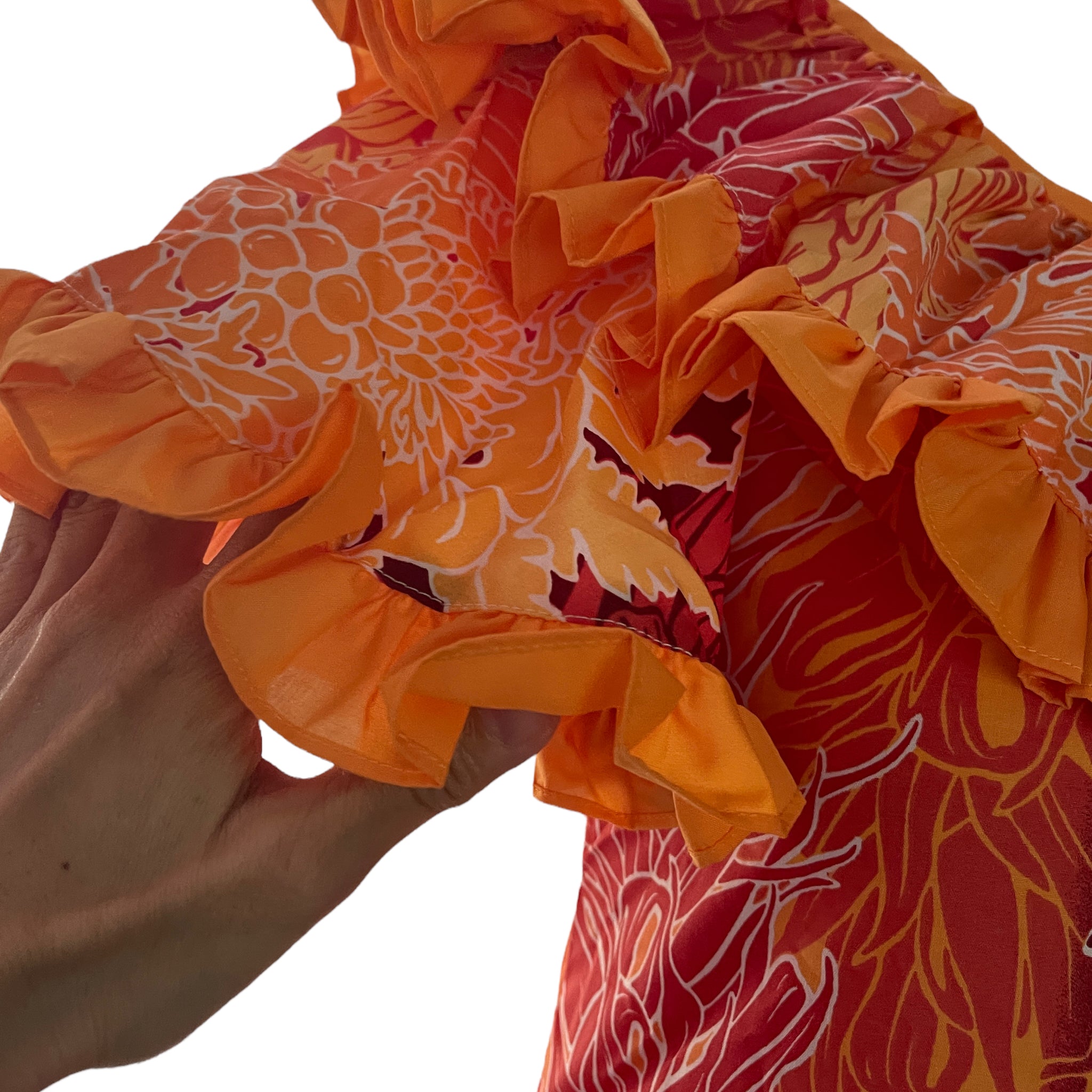 Tropical Lei Flowers Ombre Muumuu - Orange 7378