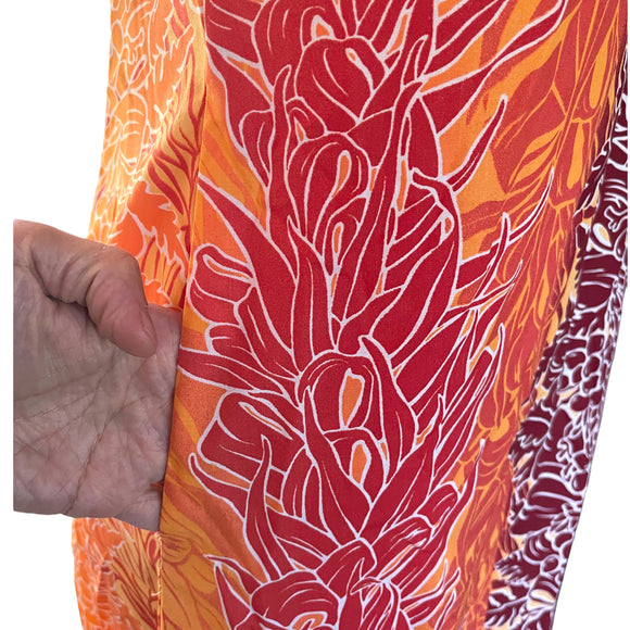 Tropical Lei Flowers Ombre Muumuu - Orange 7378