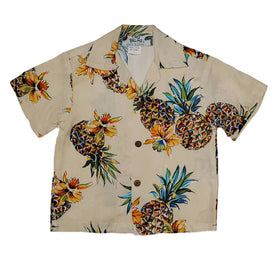 pineapple print boy's aloha shirts