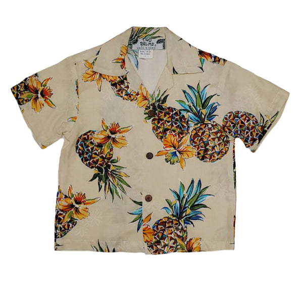 pineapple print boy's aloha shirts
