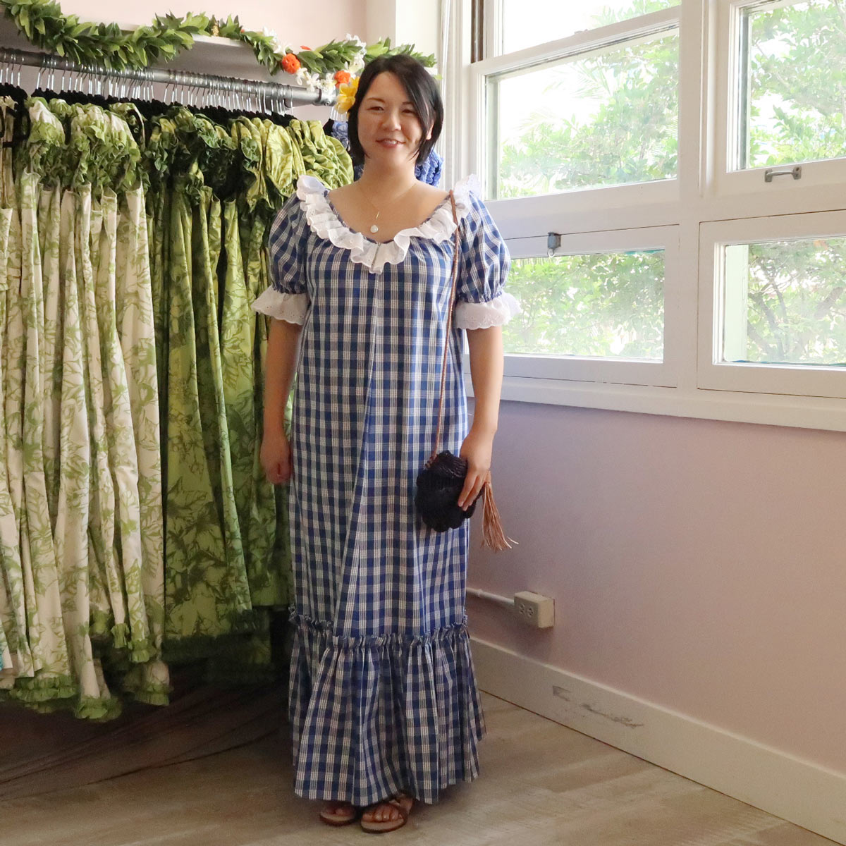 くみ　L☆62　ハワイアンワンピース Hula Lani ハワイアンワンピース 長袖 レディース フララニ