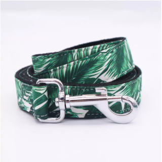 Hawaiian Palm Leaf 3Pc Leash Set | Dog Bow Tie, Leash, Collar | Green - Muumuu Outlet