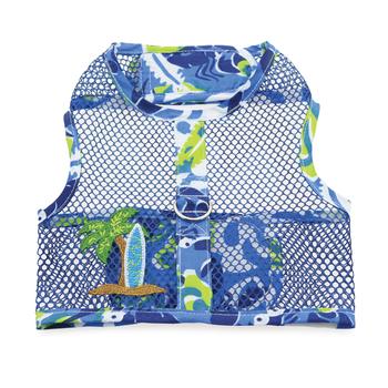 Dog Mesh Harness with Palm Tree | Blue - Muumuu Outlet