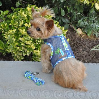 Dog Mesh Harness with Palm Tree | Blue - Muumuu Outlet