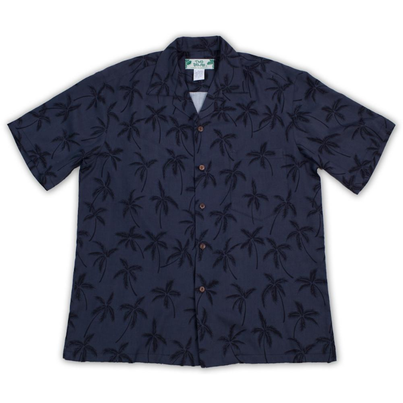 Palm Tree Simple Hawaiian Shirt | Black - Muumuu Outlet