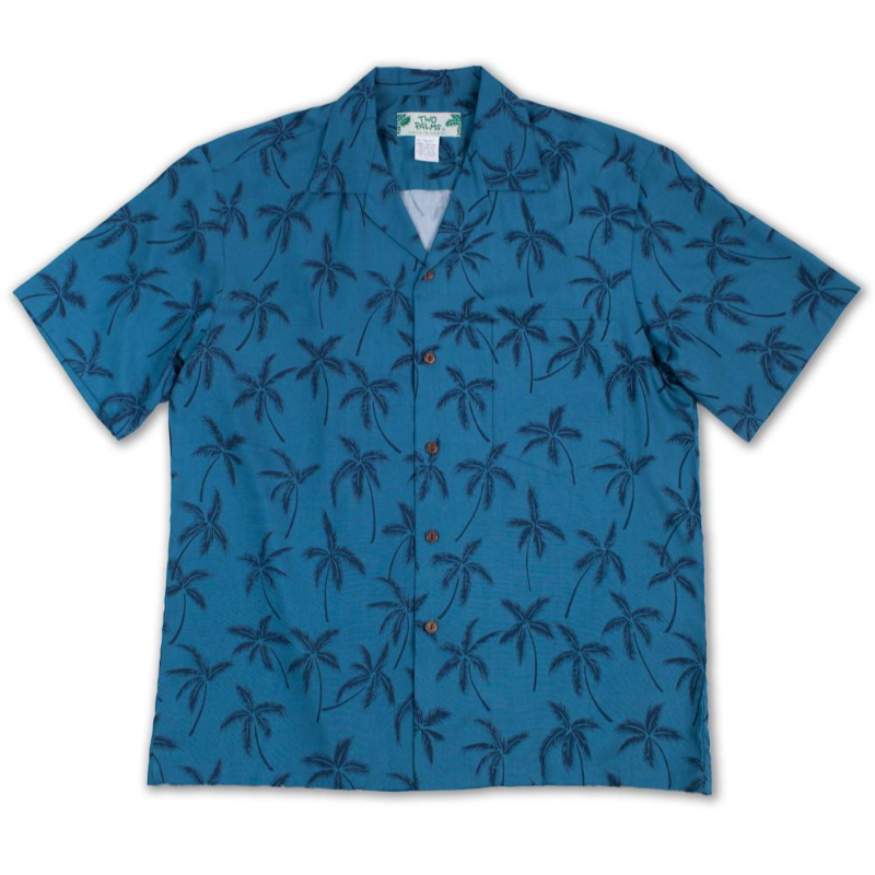 Palm Tree Simple Hawaiian Shirt | Lighter Blue - Muumuu Outlet