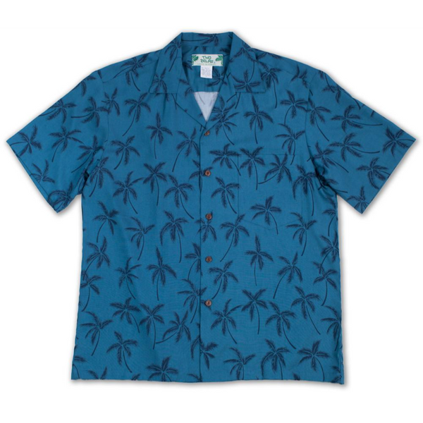 Palm Tree Simple Hawaiian Shirt | Lighter Blue - Muumuu Outlet