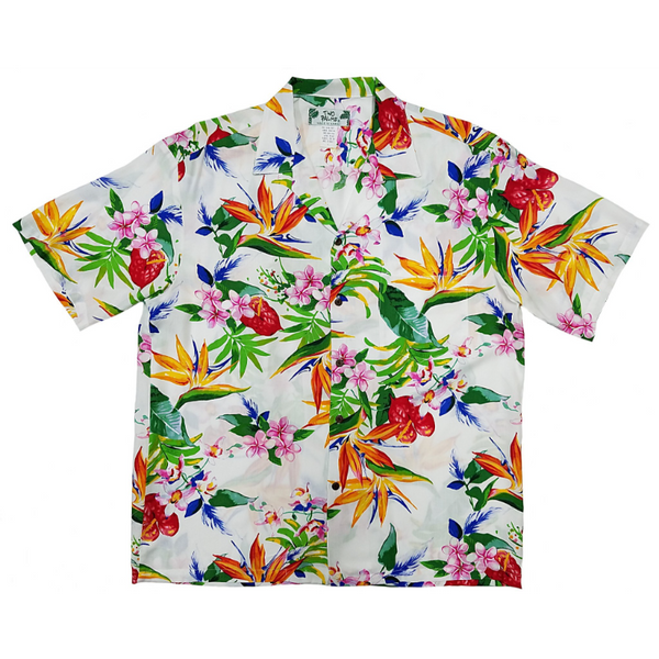 Paradise Floral Hawaiian Aloha Shirt | White - Muumuu Outlet