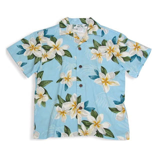 Pastel Blue Plumeria Shower Rayon Boy's Shirt
