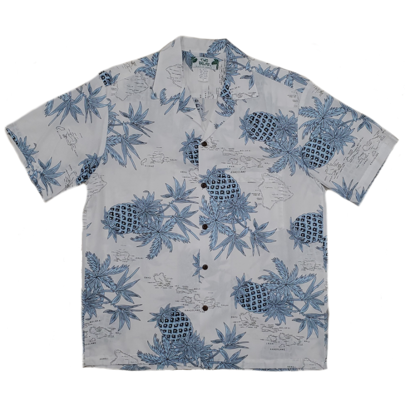 Pineapple Vintage Inspired Rayon Hawaiian Shirt | White - Muumuu Outlet