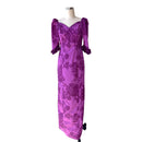 Monstera Print Magenta Formal Hawaiian Dress - In Hand Screen Printed Special Fabric 2678-6