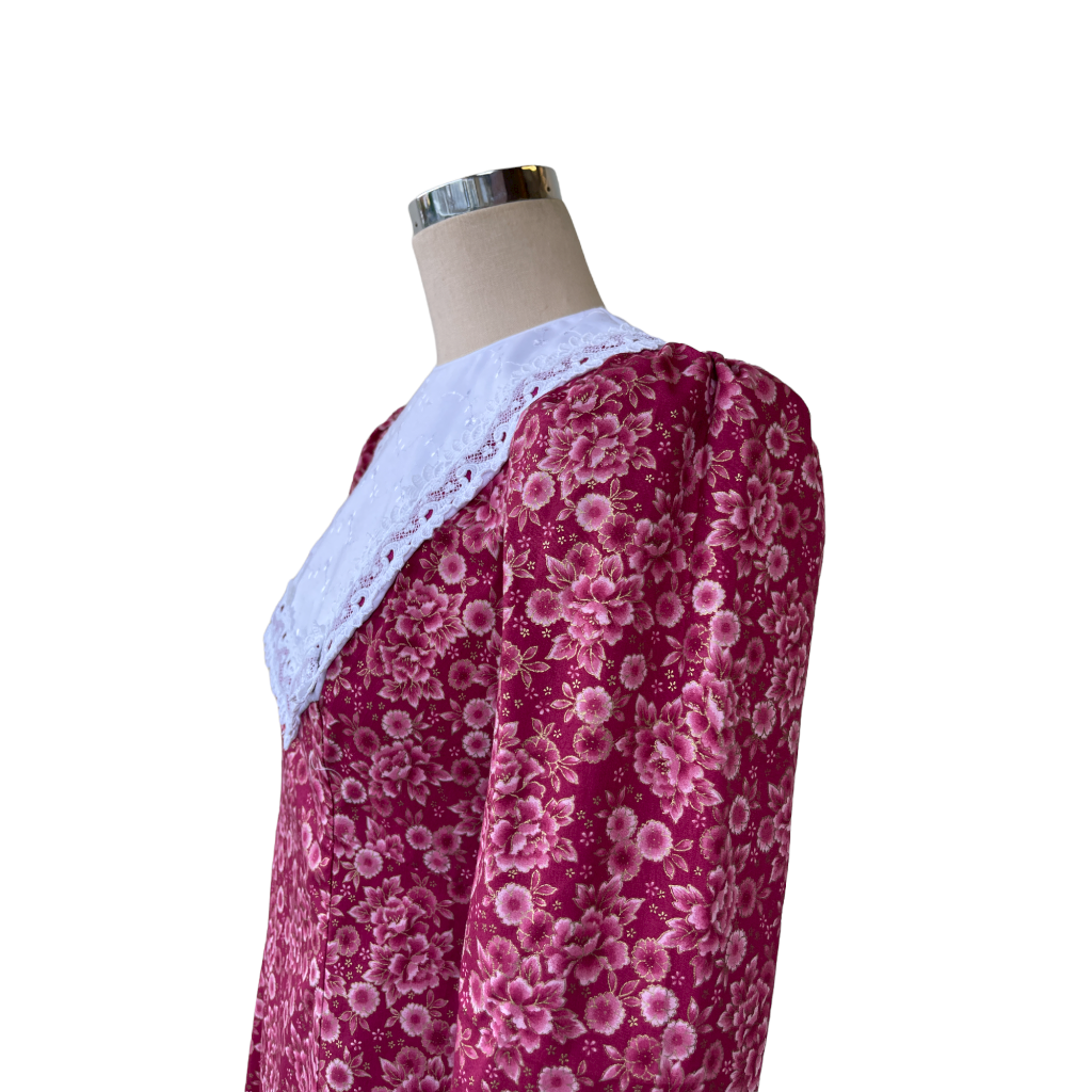 ☆Red and White Lace Trim Vintage Style Long Sleeve Gorgeous Dress 6761/750