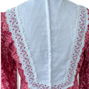 Red and White Lace Trim Vintage Style Long Sleeve Gorgeous Dress