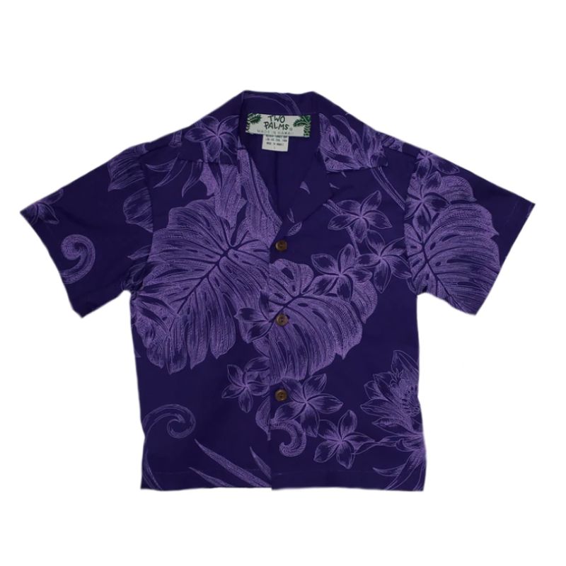 Royal Blue and Purple Boy's Hawaiian Shirt - 0