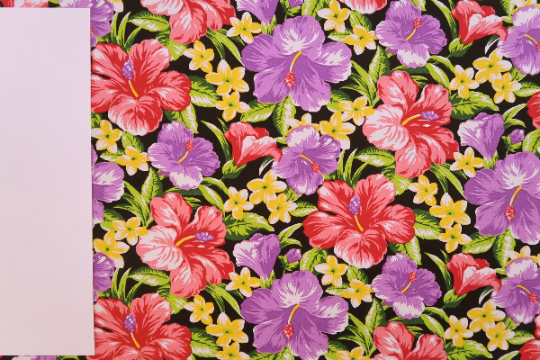 Purple and Red Hibiscus Paradise | Black - Muumuu Outlet