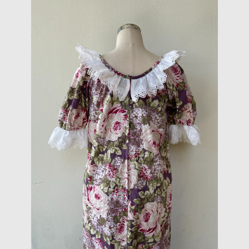 Purple Rose Flower Print Muumuu Dress 8631 - 0