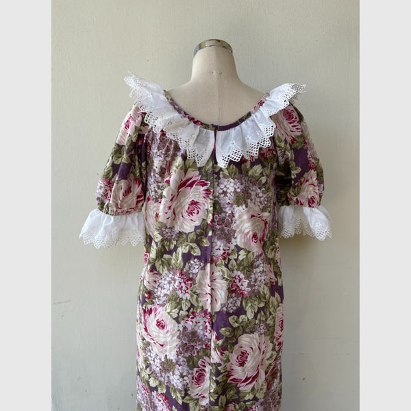 Purple Rose Flower Print Muumuu Dress