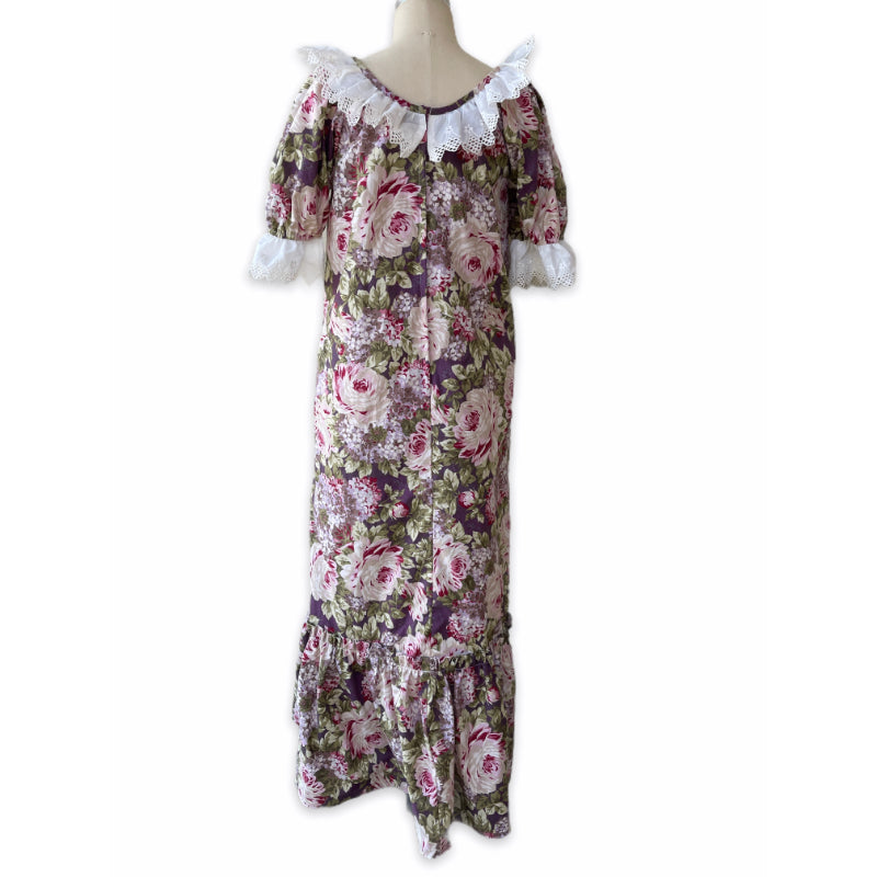 Purple Rose Flower Print Muumuu Dress 8631