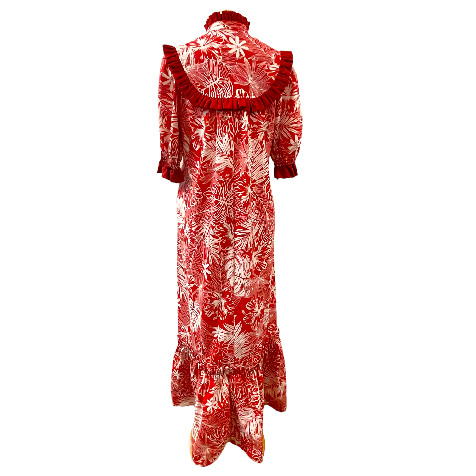 Tiare Hibiscus High Neck Style Red Muumuu 8221