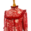 Tiare Hibiscus High Neck Style Red Muumuu 8221-1
