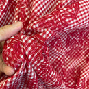 Red Gingham Check Cute Muumuu With White Lace Trim-8