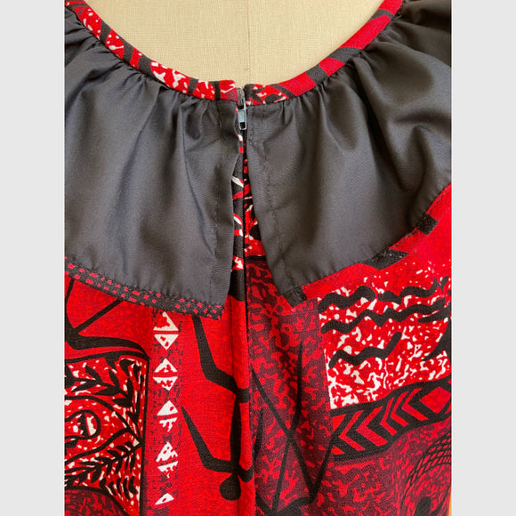 Red and Black Polynesian Style Muumuu Dress