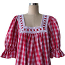 Red Palaka Vintage Style Muumuu With White Lace Trim 8891-6