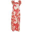 Cream and Red Hibiscus Print Dress