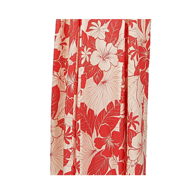 Cream and Red Hibiscus Print Dress - 0