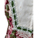 Large Roses Maroon Color Dress with Contrasting Green Ribbon with white Lace 6761 750-7