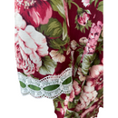 Large Roses Maroon Color Dress with Contrasting Green Ribbon with white Lace 6761 750-9