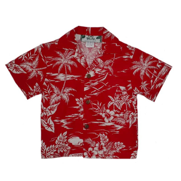 Vintage Boy's Hawaiian Shirt Red