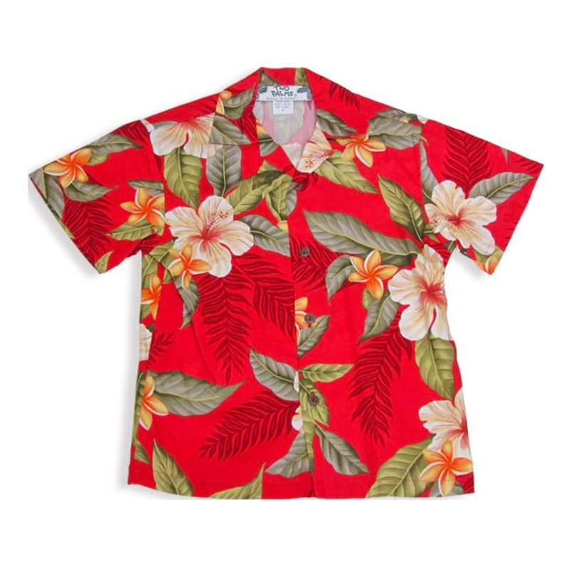 White Hibiscus red Rayon Boy's Shirt