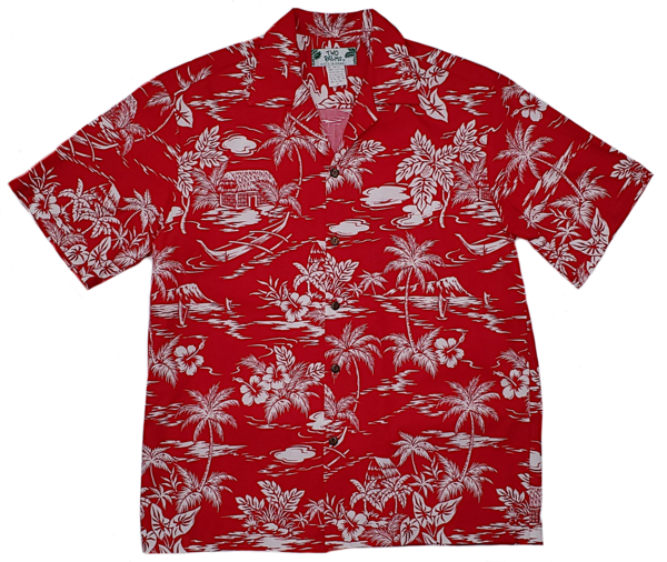 Vintage Print Aloha Shirt | Red