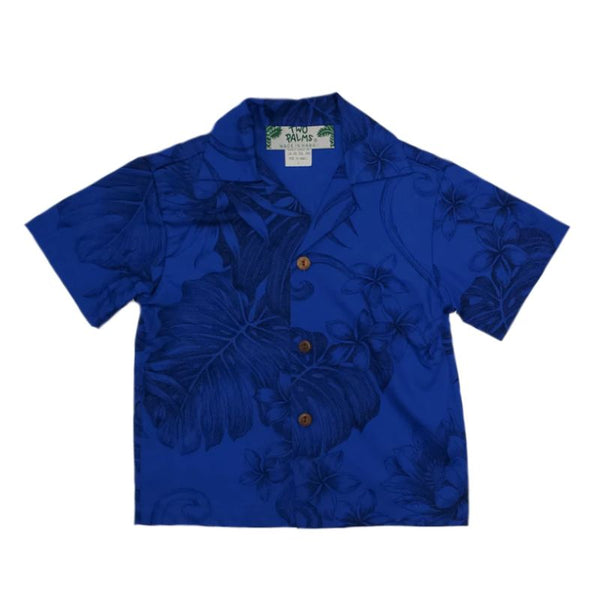 Royal Blue and Purple Boy's Hawaiian Shirt