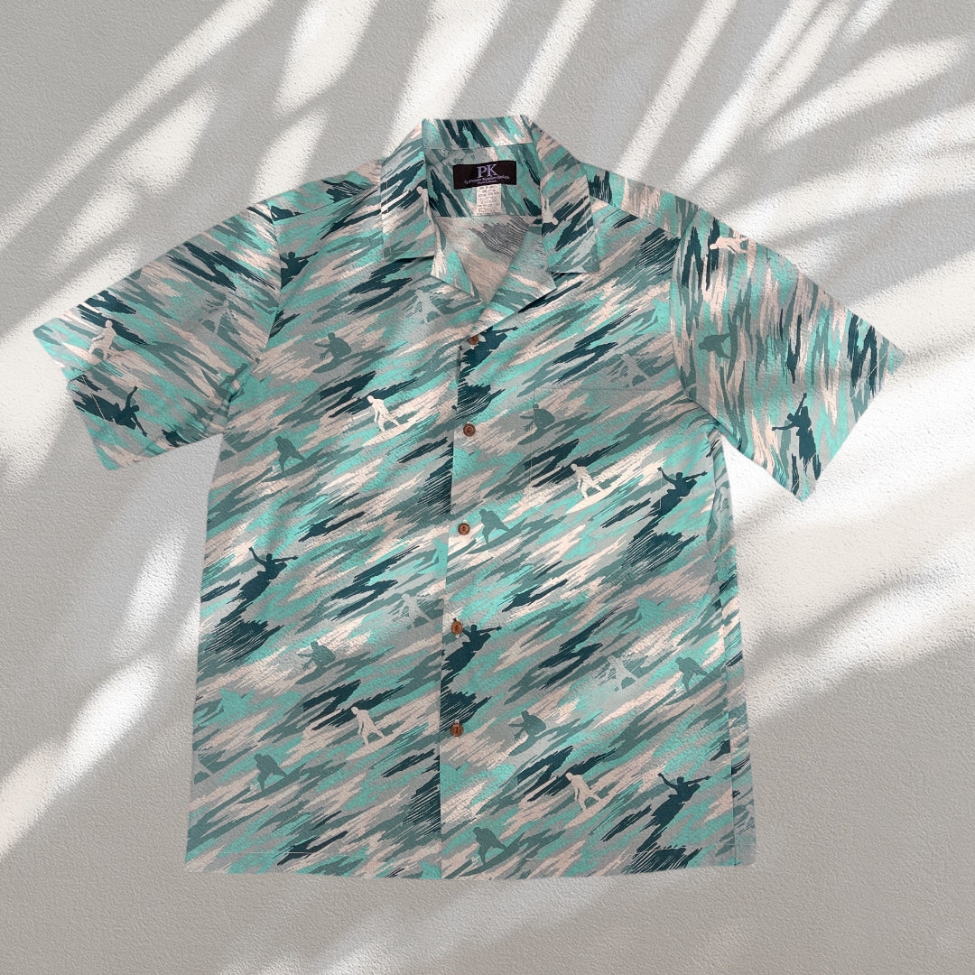 Surfer Camouflage Beach Style Hawaiian Shirt | Green