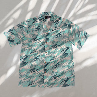 Surfer Camouflage Beach Style Hawaiian Shirt | Blue, Green, Grey