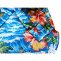Pet clothing dog's blue Hawaiian print with diamond head, hibiscus, wave print shirt  with elastic and snap buttons
