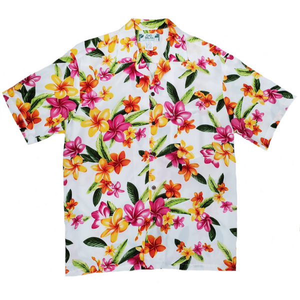 Plumeria All-over Hawaiian Shirt | White - Muumuu Outlet