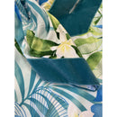 Green Mandarin Velvet Collar Monstera Leaf Hawaiian Dress | 2656-10