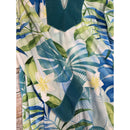 Green Mandarin Velvet Collar Monstera Leaf Hawaiian Dress | 2656-12