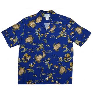 Honu Turtle Print Hawaiian Shirt | Blue - Muumuu Outlet