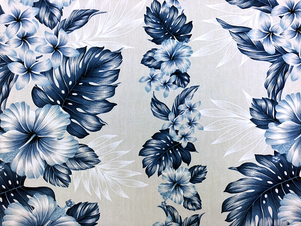 White and Blue Hibiscus Print Hawaiian Shirt - 0