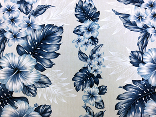 White and Blue Hibiscus Print Hawaiian Shirt
