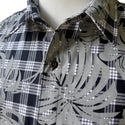 Hawaiian Vintage Style Palaka Shirt - Black with Monstera Print