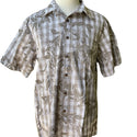 Hawaiian Vintage Style Palaka Shirt - Beige Grey 018