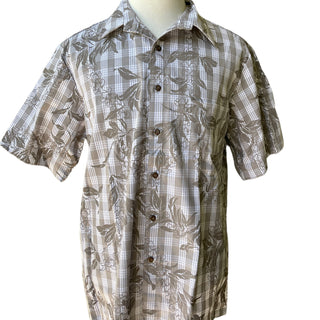Hawaiian Vintage Style Palaka Shirt - Beige Grey