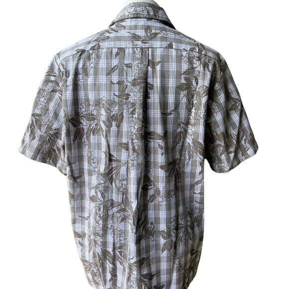Gray Maile Puakenikeni on Gray Palaka Aloha Shirt - Gray 018